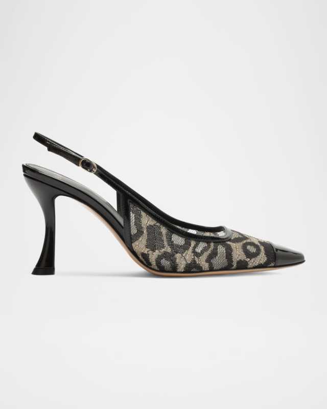 Olivia Leopard Mesh Slingback Pumps